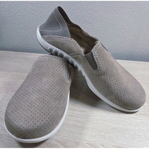 Spenco Siesta Perforated Suede Slip On Orthotic Comfort Walking Shoes Women 9